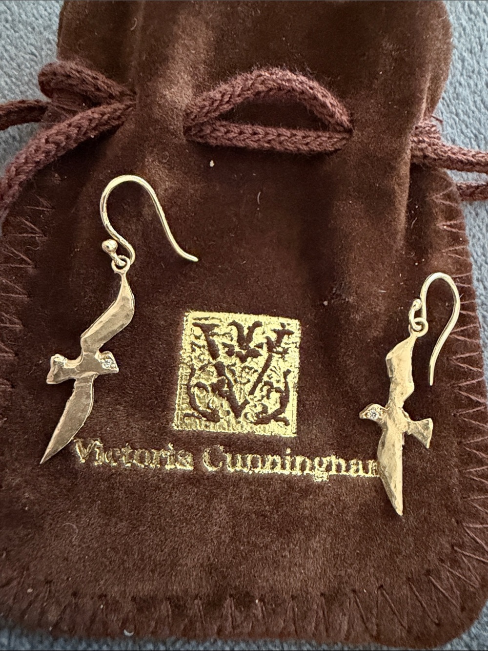 Victoria Cunningham 14k  Bird Dangle Earrings
